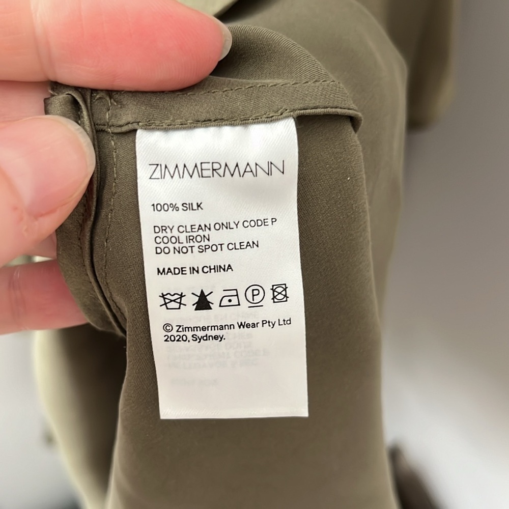 Zimmermann Green Fennel Silk Dress Ruffle Asymmetrical - Picture 10 of 11